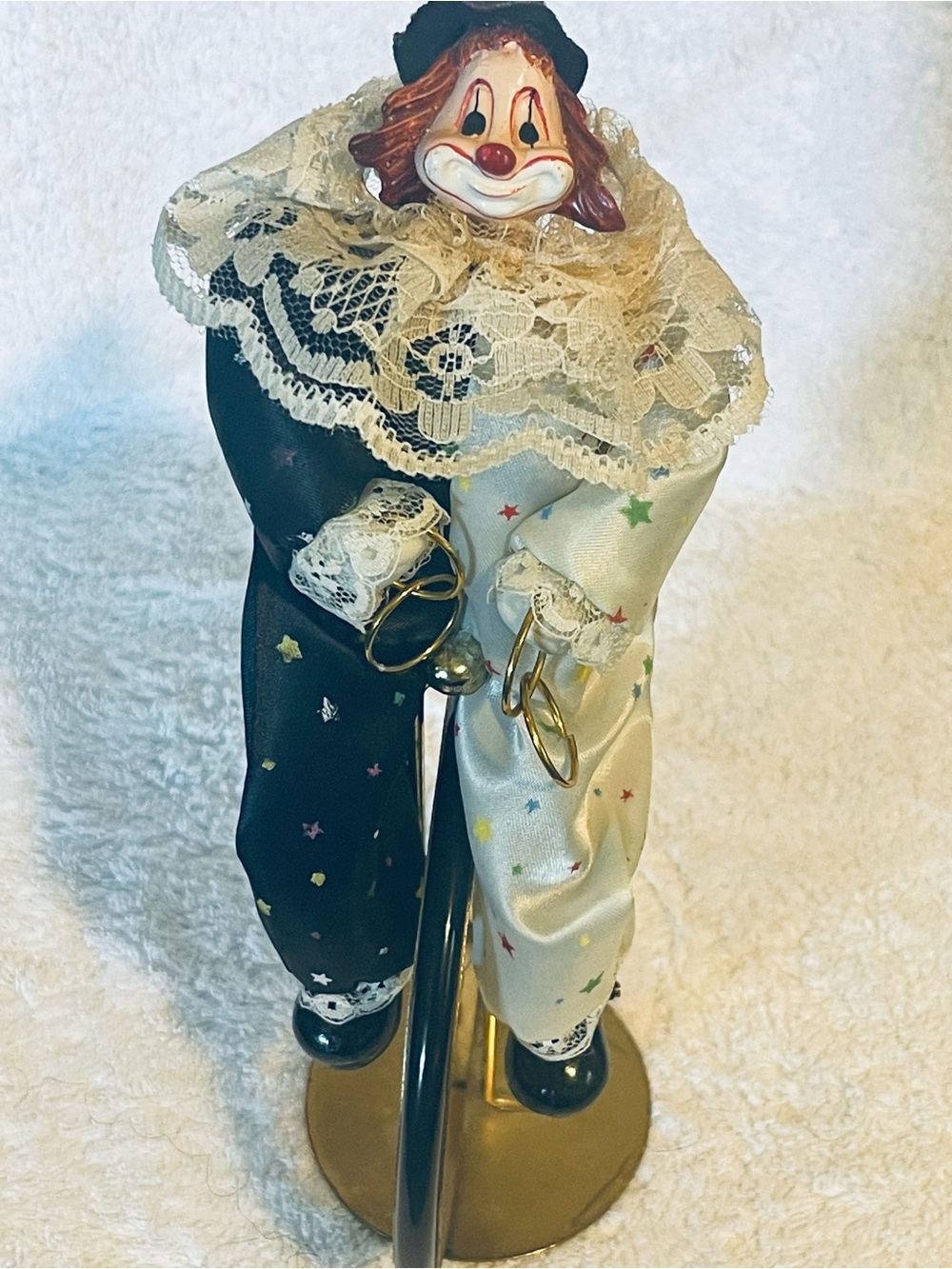 Vintage Clown Figurine Home Accent in Black and Cream